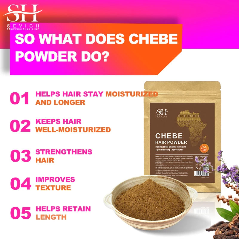 100% Chebe Powder Natural Ingredients Promotes Strong and Healthy Hair Strengthens Fast Hair Regrowth Anti Hair Loss Treatment