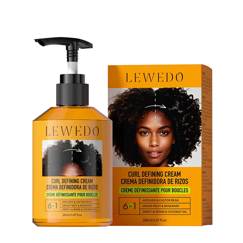 280ml Curly Hair Cream Black Castor Oil Moisturizing Hair Styling Cream Hair Smoothing Anti-Frizz Wavy Hair Defining Cream