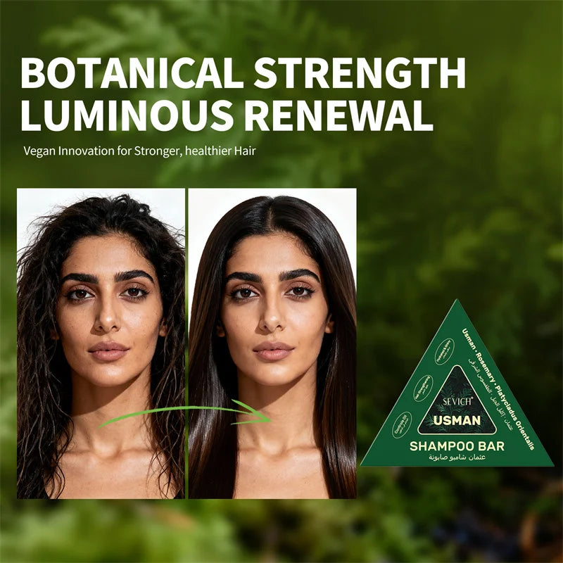 Usman Grass & Platycladus Herbal Shampoo Soap Natural Hair Loss Treat Strengthens Roots Controls Oil Cleanses Scalp Hair Growth