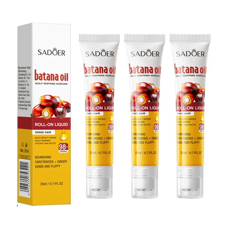 Fast Hair Growth Batana Oil Hair Growth Serum Anti Hair Loss Regrowth Thicken Baldness Nourish Roller Ball Root Hair Health Care