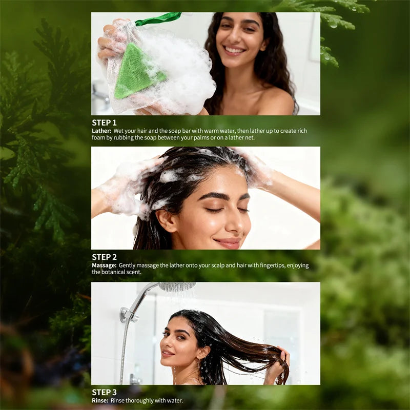 Usman Grass & Platycladus Herbal Shampoo Soap Natural Hair Loss Treat Strengthens Roots Controls Oil Cleanses Scalp Hair Growth