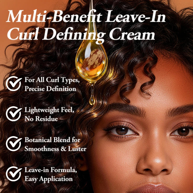 280ml Curly Hair Cream Black Castor Oil Moisturizing Hair Styling Cream Hair Smoothing Anti-Frizz Wavy Hair Defining Cream