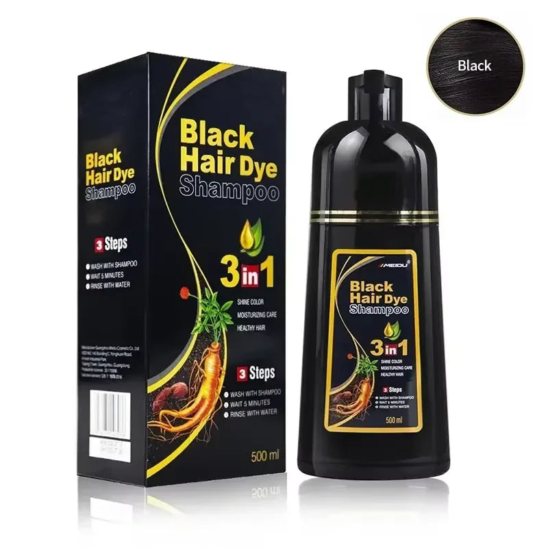 500ml Hair Dye Shampoo 3 in 1 Instant Coloring Natural Treatment for Hair Shampoo Large Capacity No Harm To Hair Shampoo