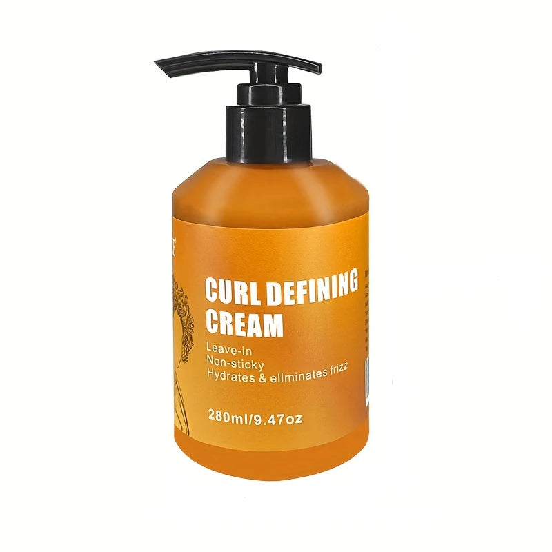 280ml Curly Hair Cream Black Castor Oil Moisturizing Hair Styling Cream Hair Smoothing Anti-Frizz Wavy Hair Defining Cream