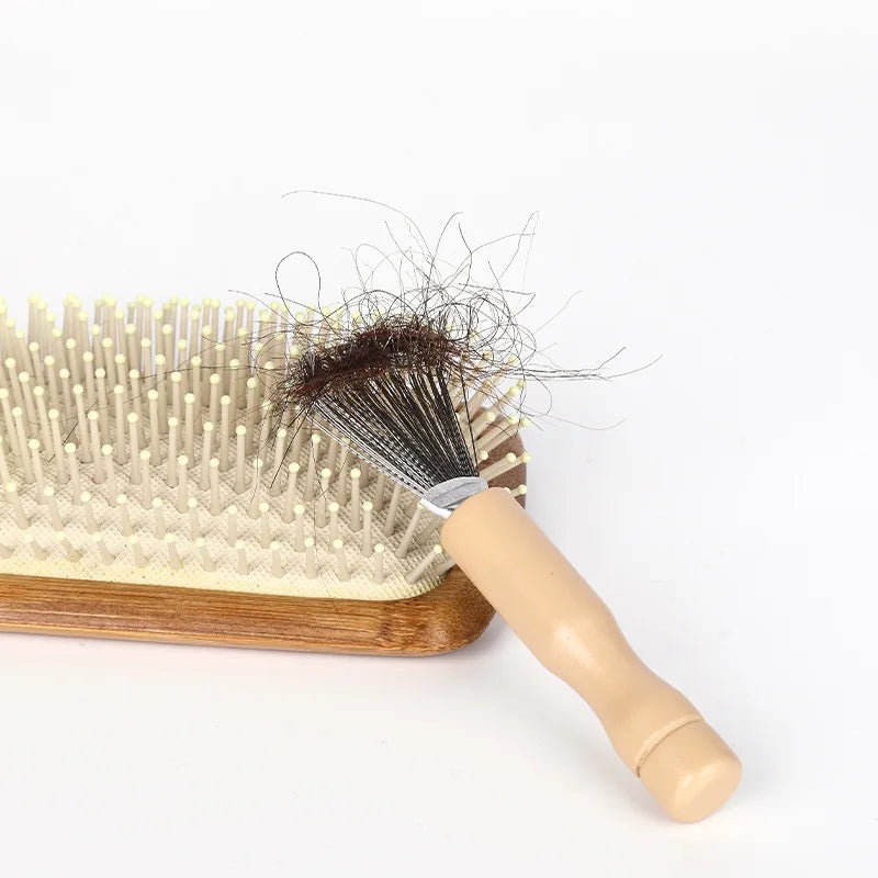 Comb Hair Brush Cleaner Wooden Handle Cleaning Brush Remover Embedded Beauty Tools Cleaning Products Cleaning Supplies