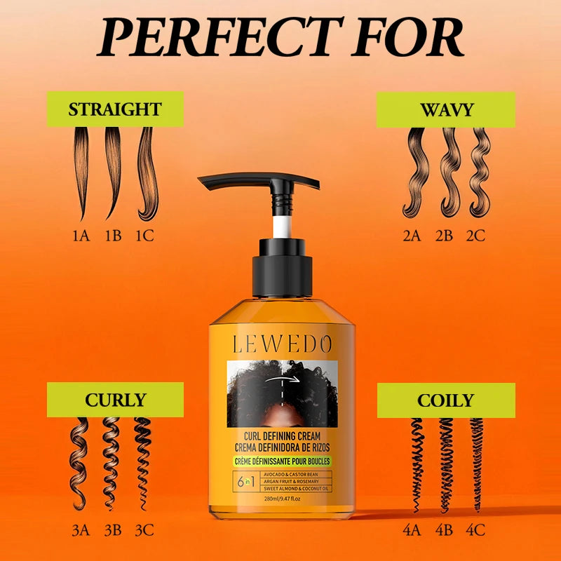 280ml Curly Hair Cream Black Castor Oil Moisturizing Hair Styling Cream Hair Smoothing Anti-Frizz Wavy Hair Defining Cream