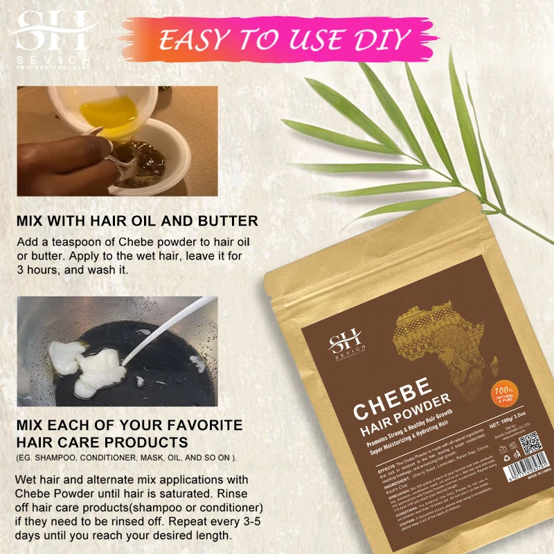 100% Chebe Powder Natural Ingredients Promotes Strong and Healthy Hair Strengthens Fast Hair Regrowth Anti Hair Loss Treatment