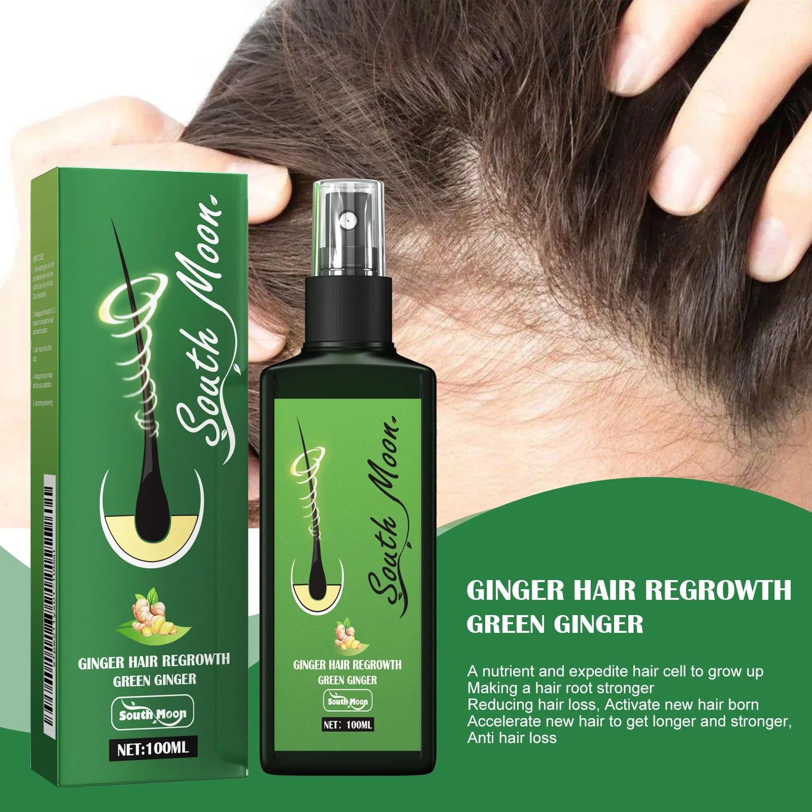 Ginger Hair Spray Promote Growth Anti Loss Improve Thin Dry Breakage Hair Nourish Root Scalp Damaged Treatment Hair Grow Spray